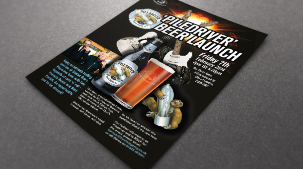 Marston's Piledriver beer launch flyer