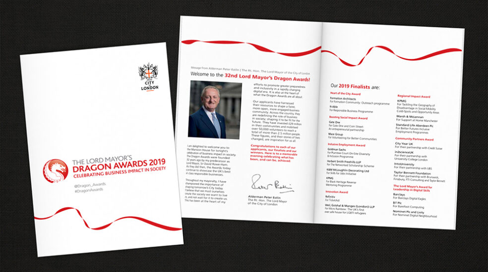 City of London, The Lord Mayo's Dragon Awards 2019 finalists pamphlet