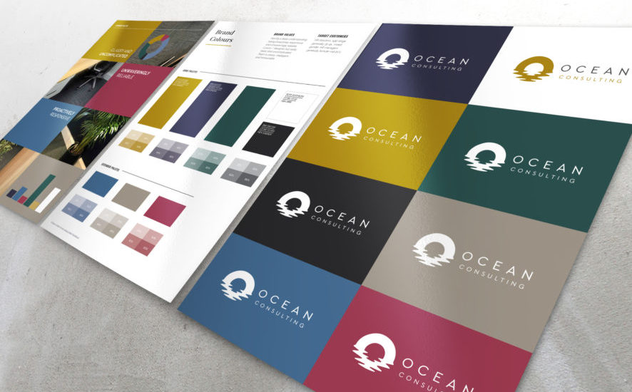 Ocean Consulting logo design, branding, colour palette