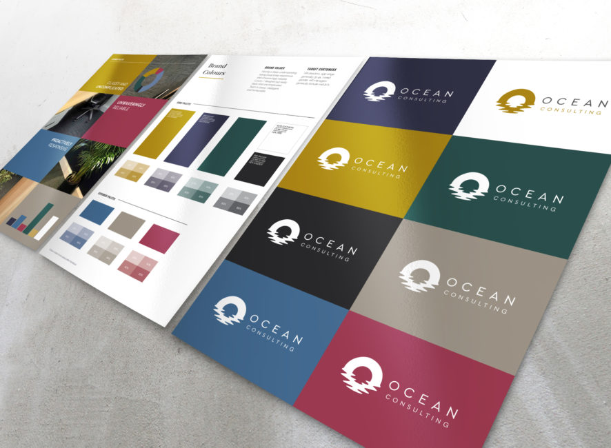 Ocean Consulting logo design, branding, colour palette
