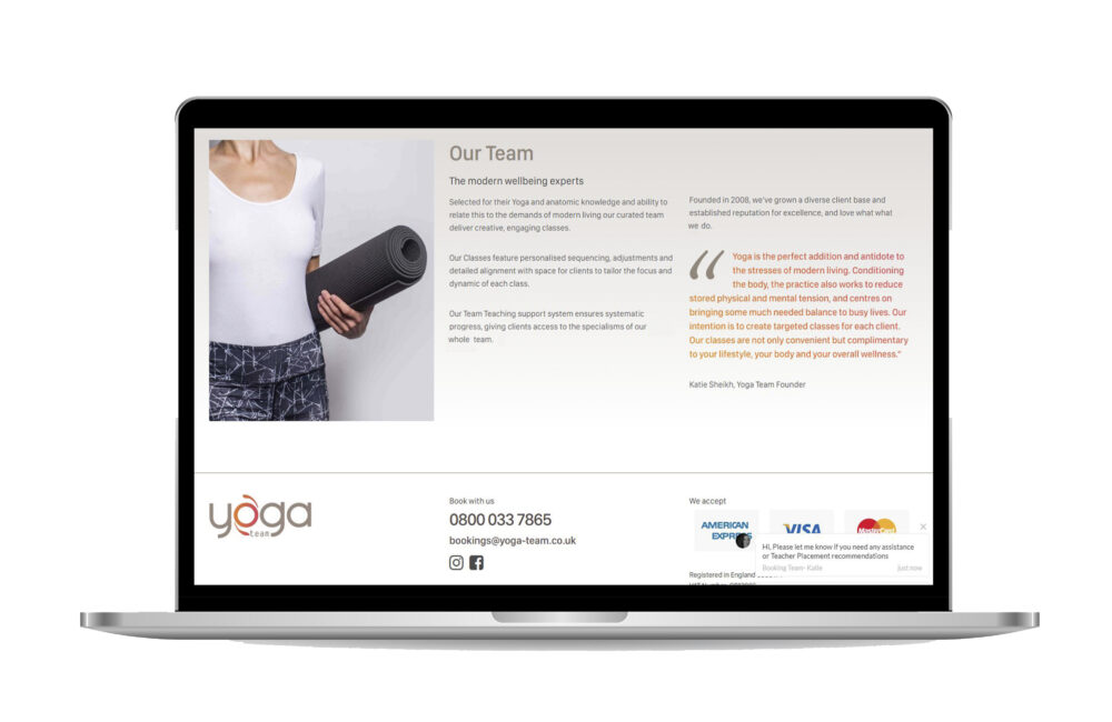 Yoga Team front-end website design